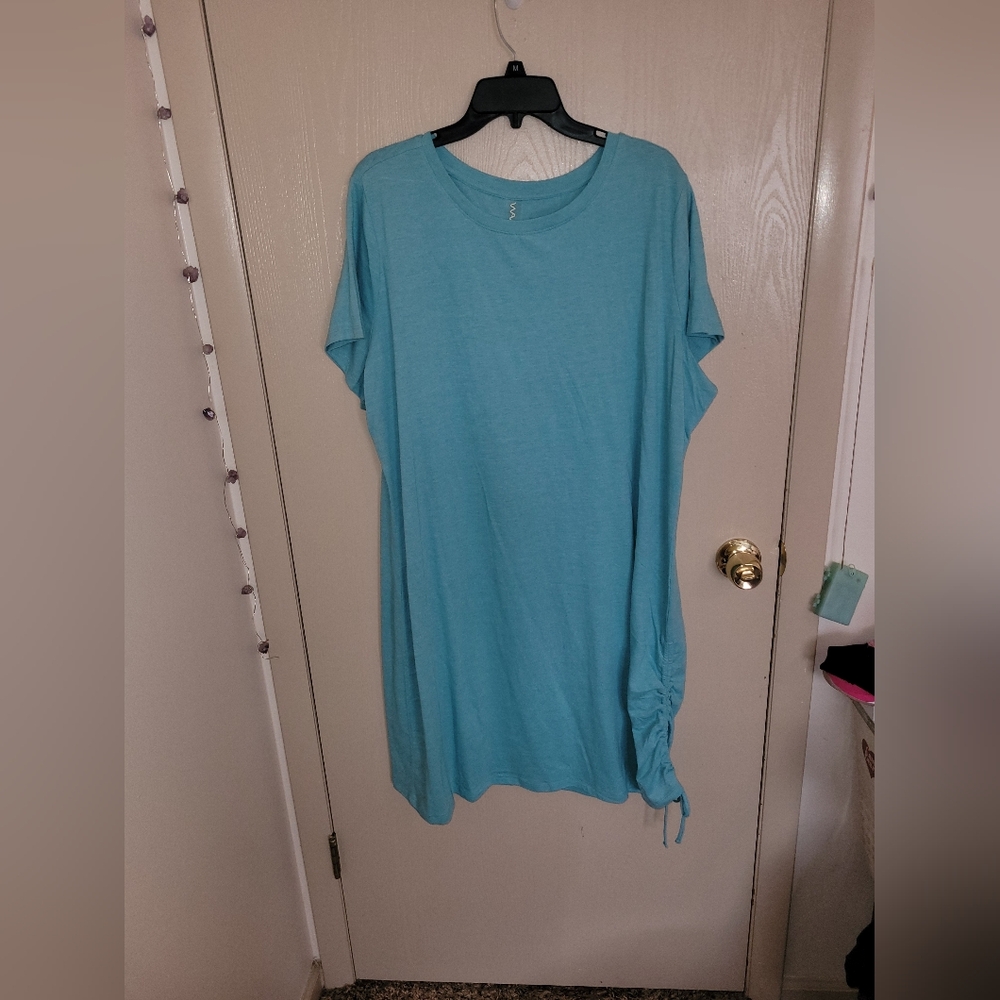 Wavvy Womens Poolside Blue Midi Bodycon T Shirt Dress NWOT womens Size 2X